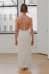 BASERANGE Adjustable Strap Apron Dress Collection, from Portugal. Color: Off-white (BAS-DRAP-RS-000-MIBAI)